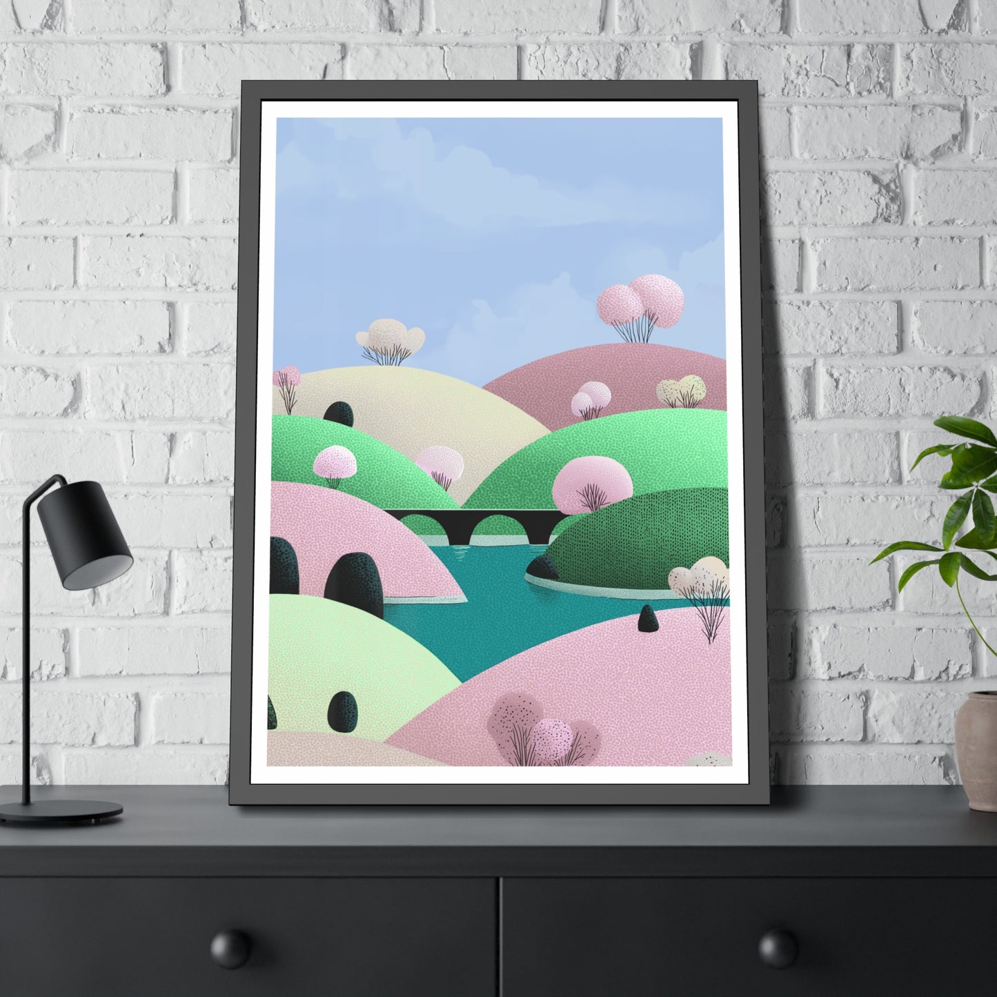 Spring Bridge - Framed Poster Wall Art