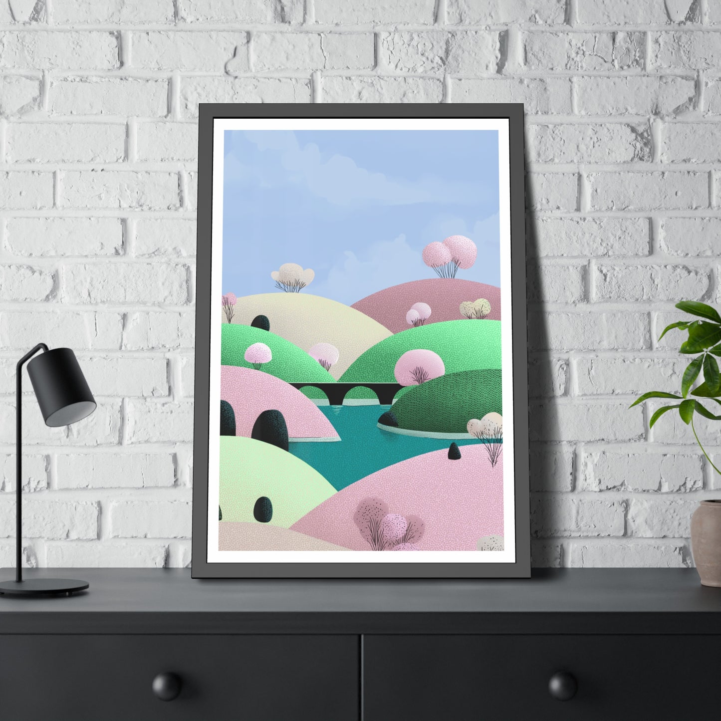 Spring Bridge - Framed Poster Wall Art