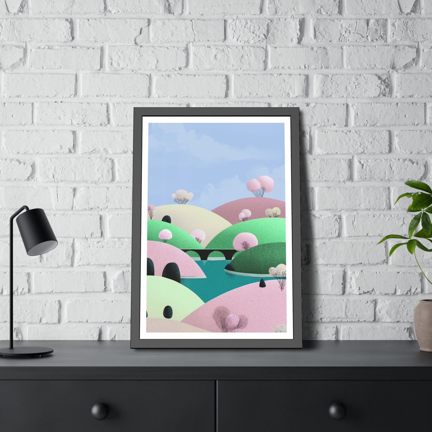 Spring Bridge - Framed Poster Wall Art
