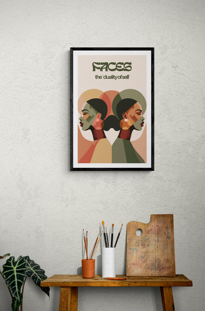 Faces (The Duality of Self) - Framed Poster Print