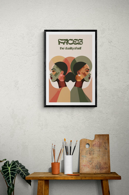 Faces (The Duality of Self) - Framed Poster Print