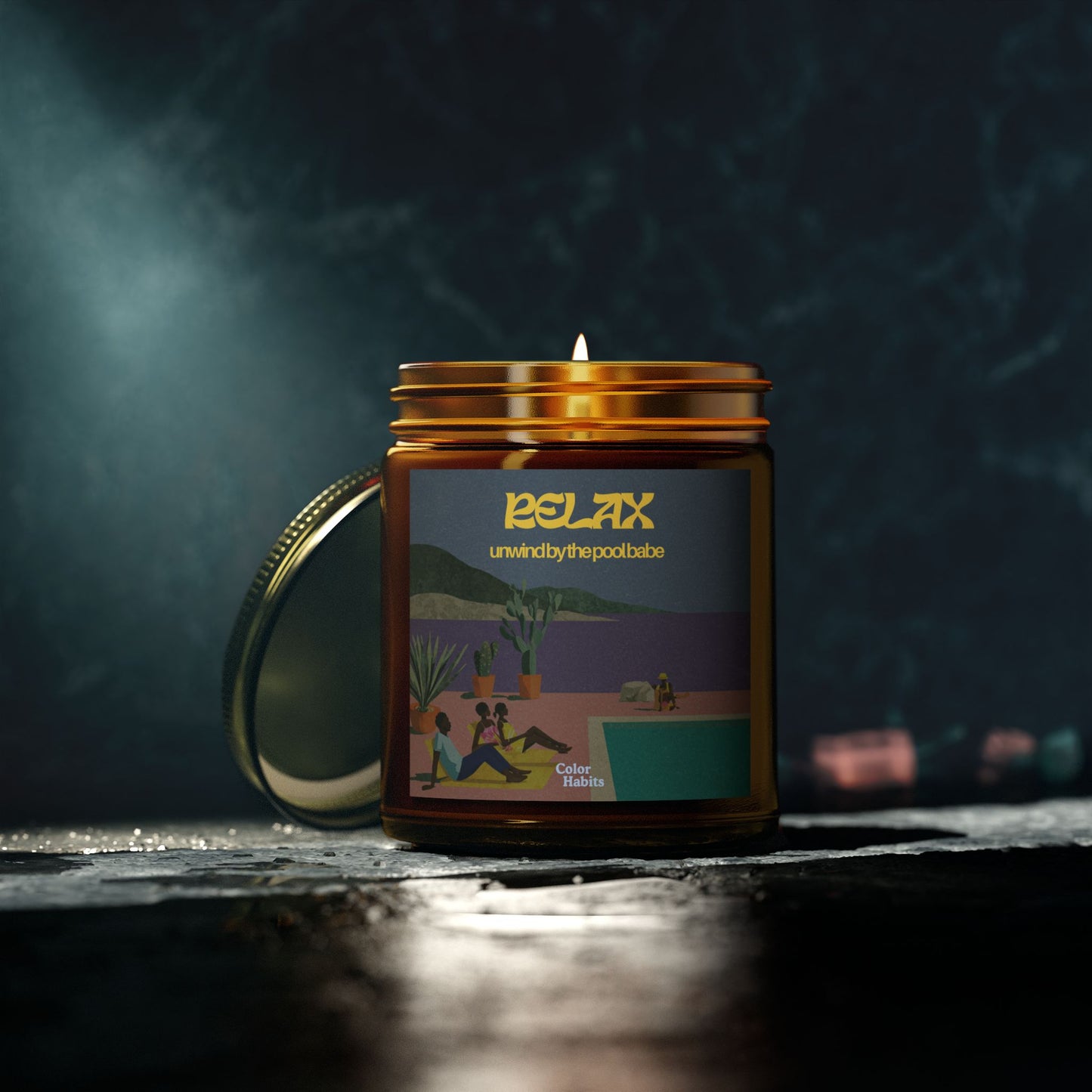 "Relax, unwind by the pool babe" - Scented candles