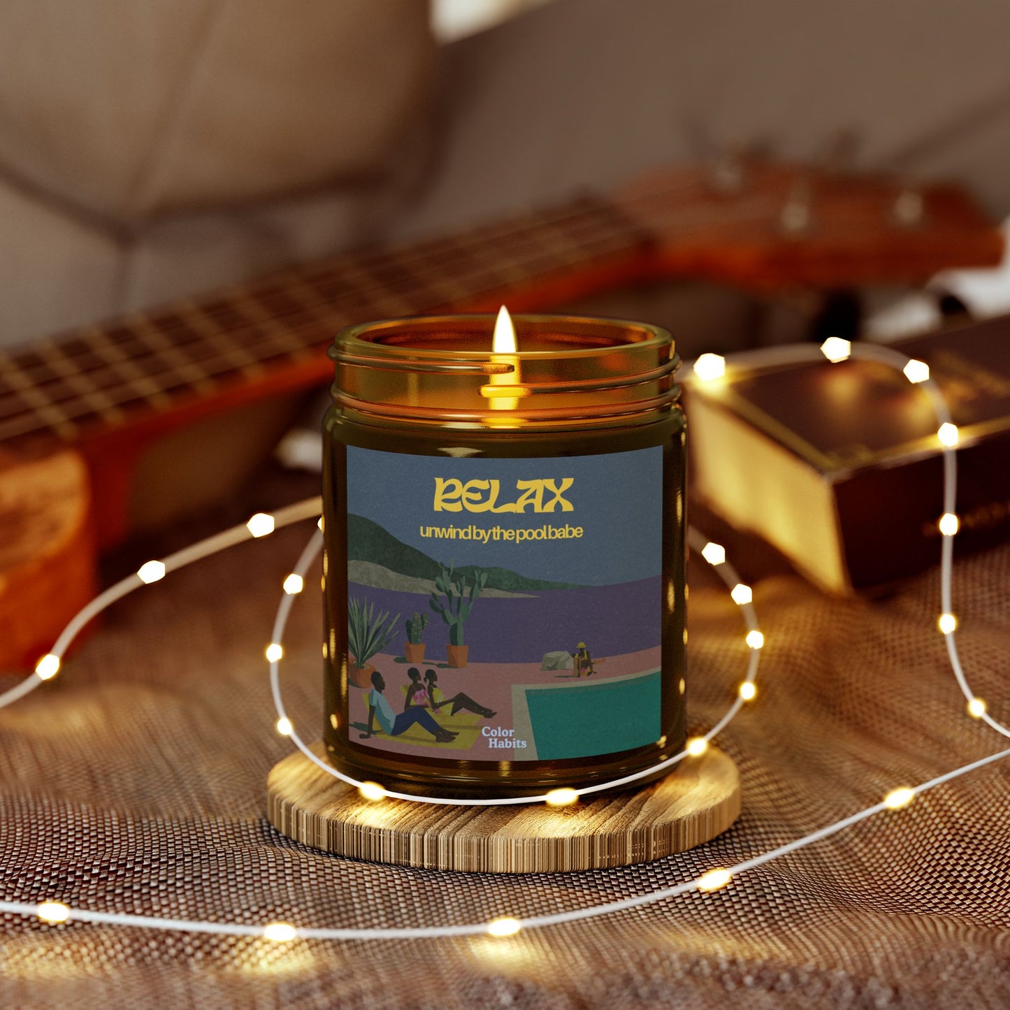 "Relax, unwind by the pool babe" - Scented candles