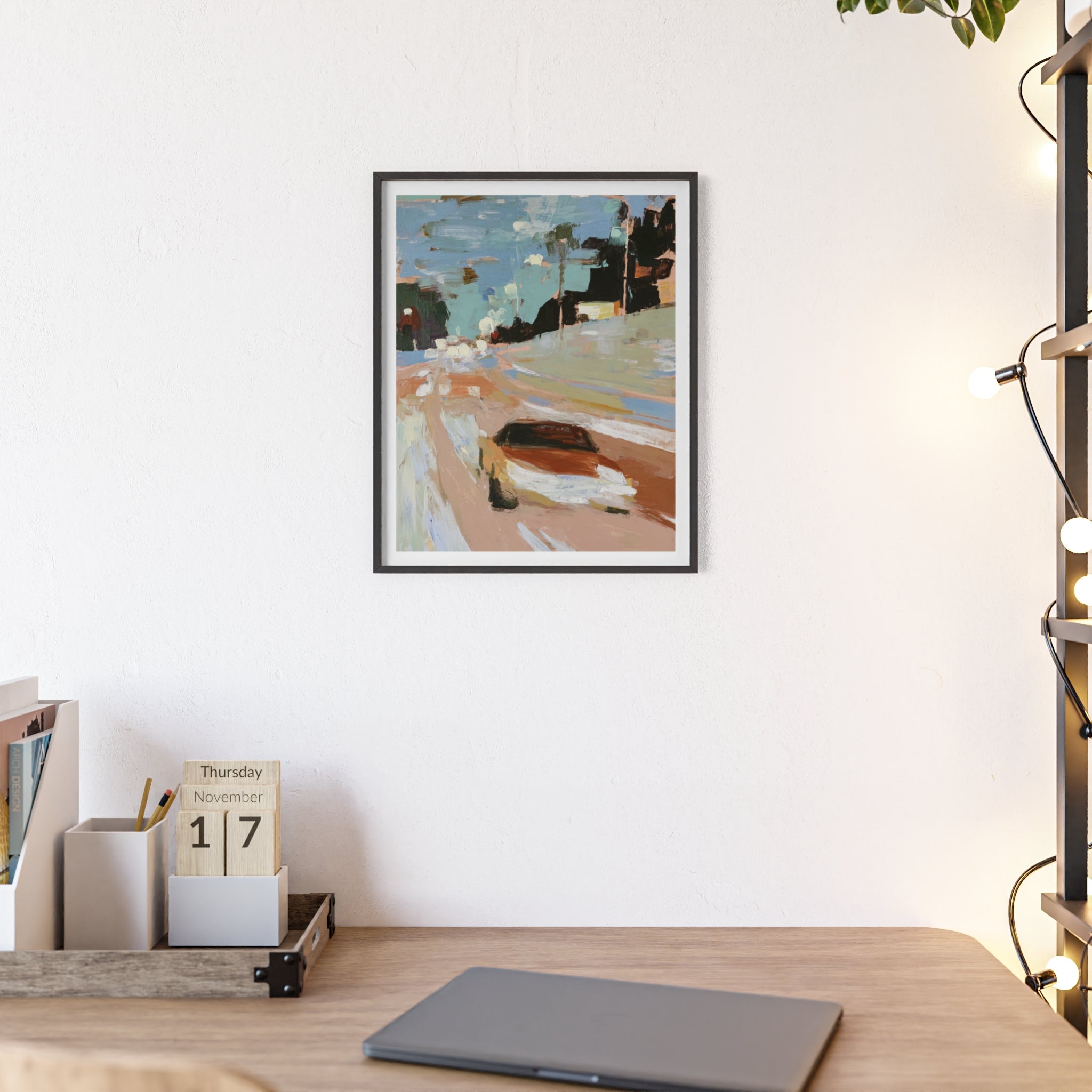 Evening Headlights - Framed Art Print